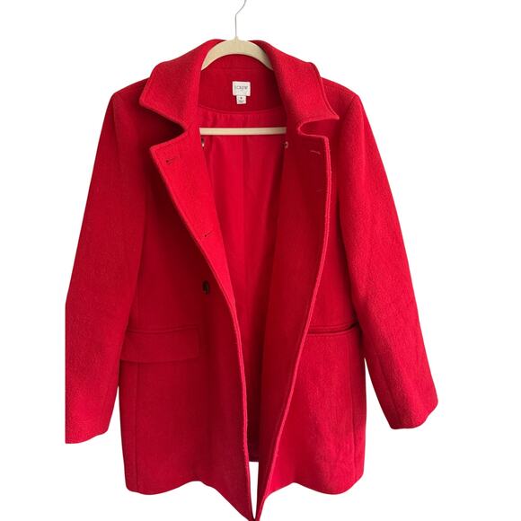 J.Crew Women’s Red Wool Blend Peacoat Size 8 classic preppy - Picture 2 of 9